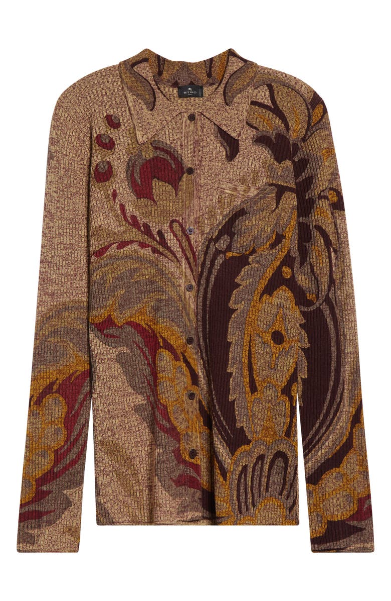 Etro Paisley Wool Knit Shirt, Alternate, color, Multicolor Green Base