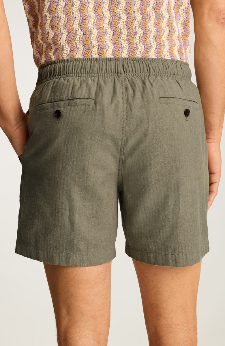 Bonobos Nomad Drawstring Cotton & Linen Shorts, Alternate, color, Olive Herringbone