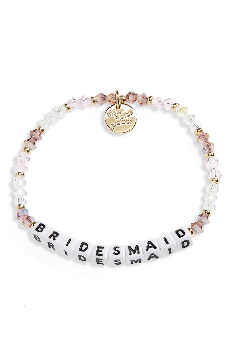 Little Words Project Bridesmaid Beaded Stretch Bracelet, Main, color, White Multi