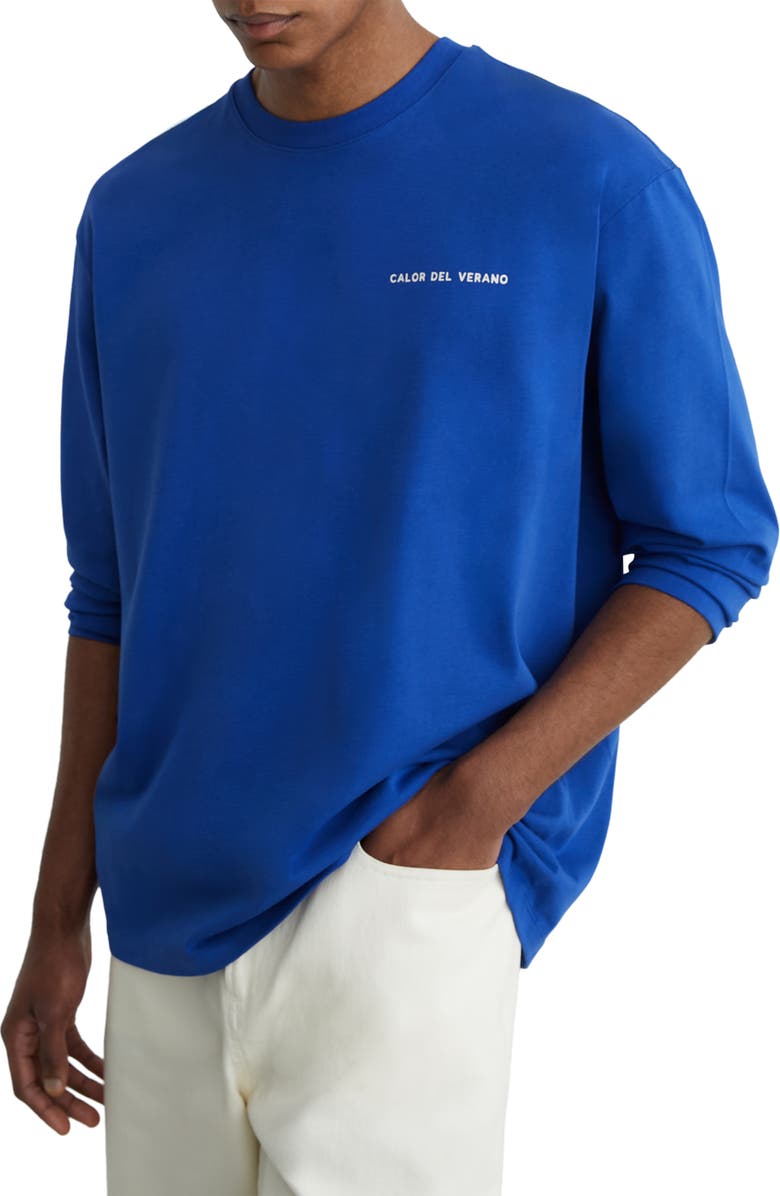 Reiss Palma Long Sleeve Graphic Tee, Main, color, Bright Blue