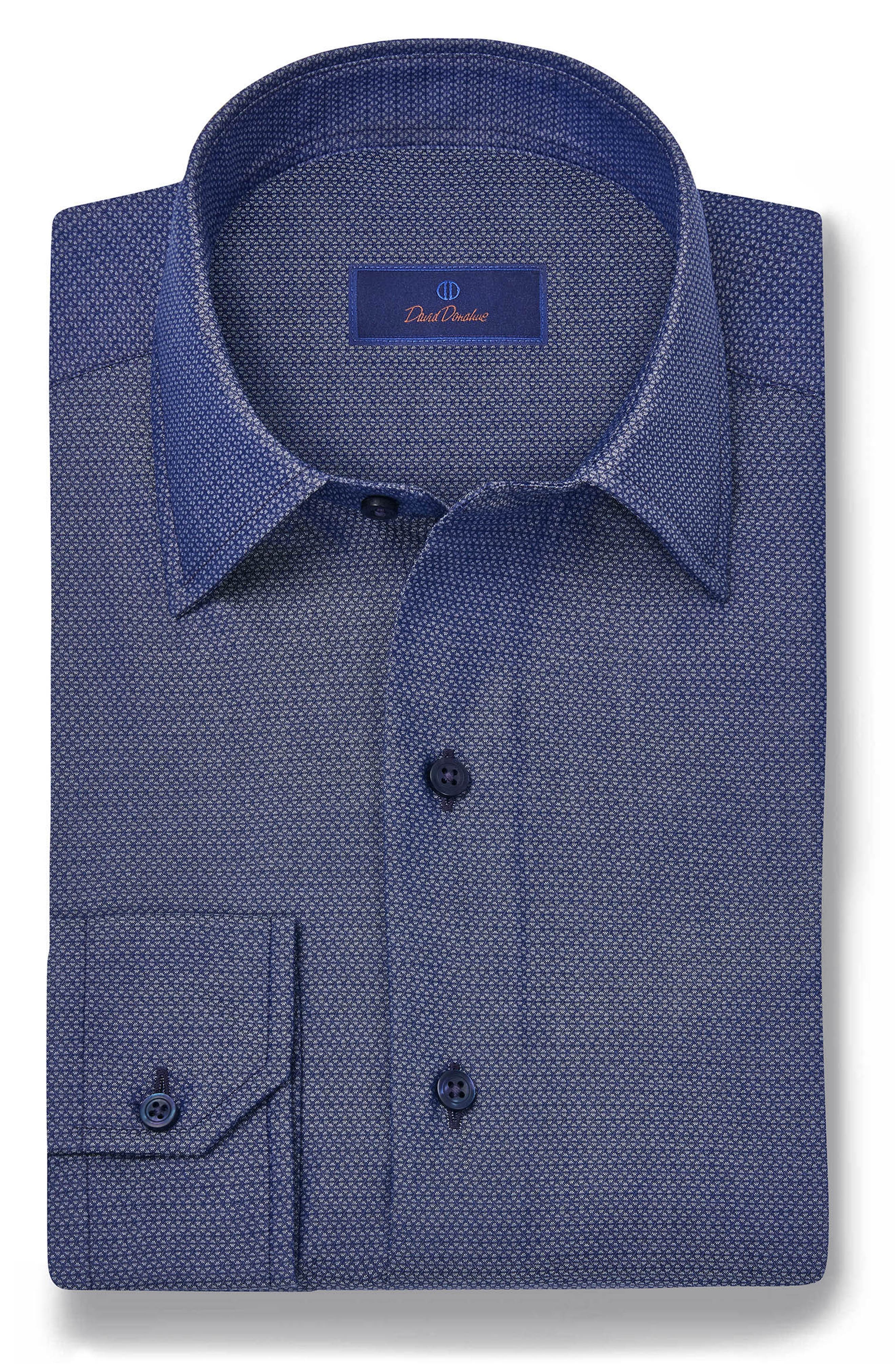 David Donahue Geometric Print Sport Shirt