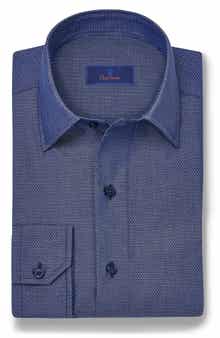 David Donahue Geometric Print Sport Shirt