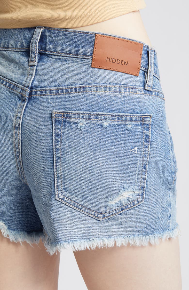 HIDDEN JEANS Fray Hem Denim Shorts, Alternate, color,