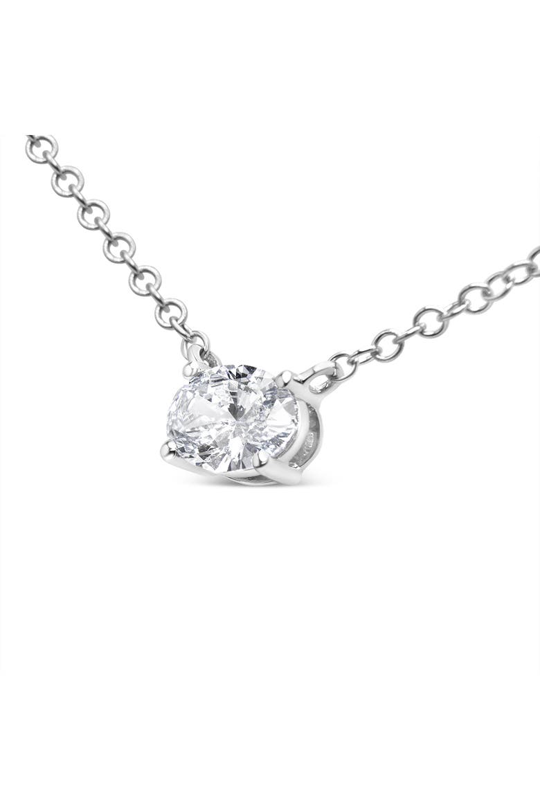 14K White Gold 1/2 Cttw Lab Grown Oval Shape Solitaire Diamond East West Pendant, Alternate, color, White