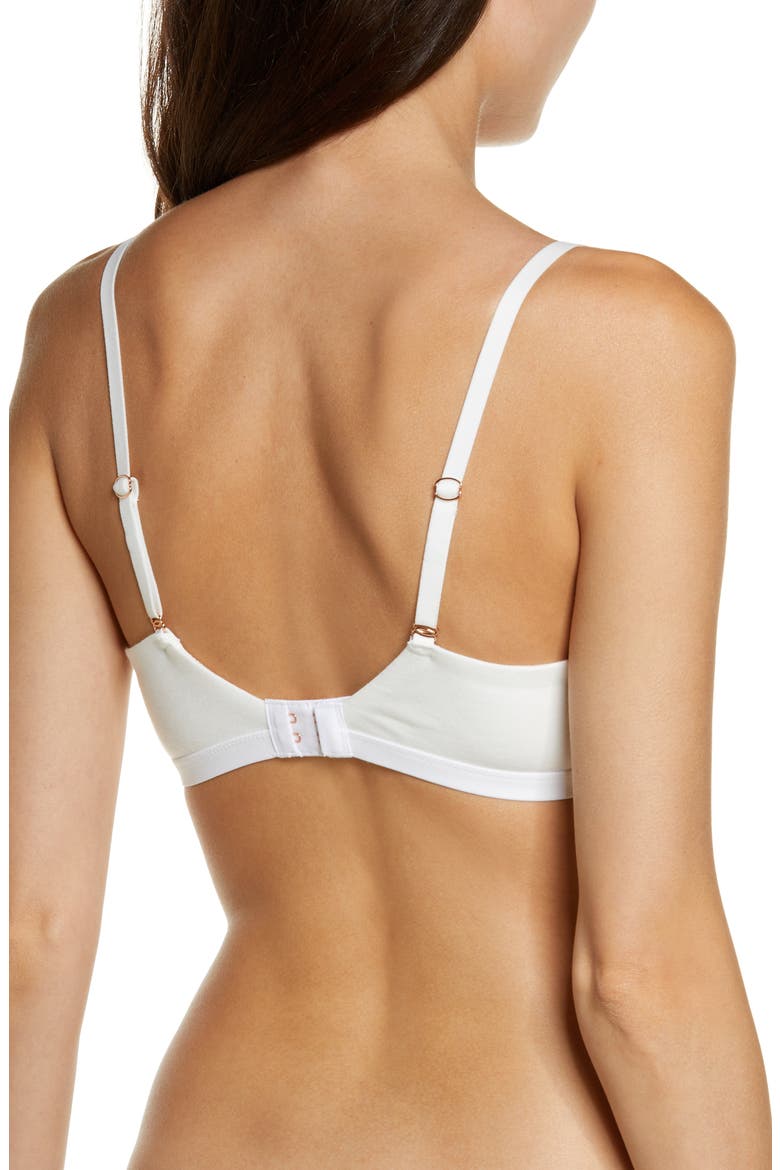 Adorned Cotton Blend Bralette, Alternate, color, WHITE