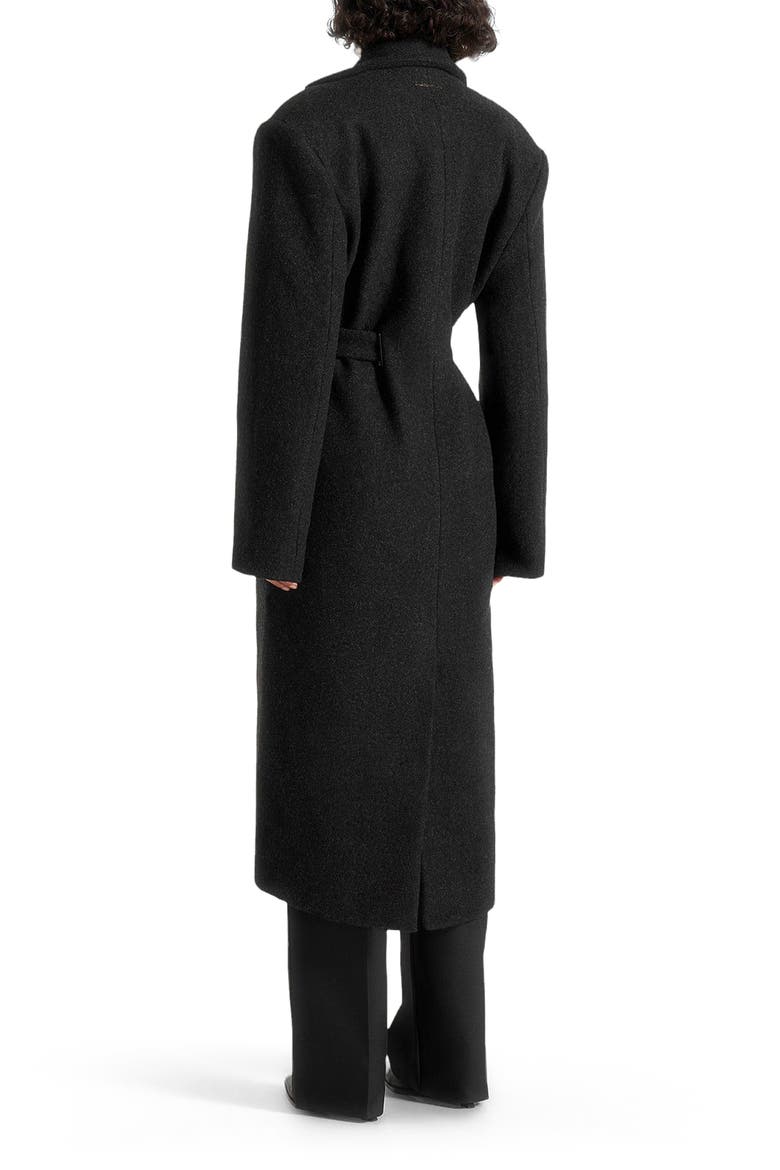 Jena Wide Shoulder Wool Coat with Cinch Belt, Alternate, color, Black