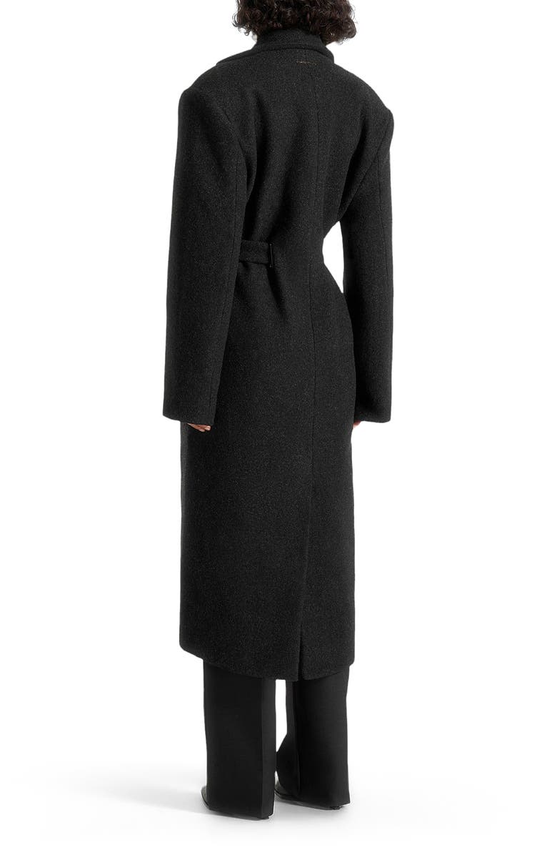 Manière De Voir Jena Wide Shoulder Wool Coat with Cinch Belt, Alternate, color, Black
