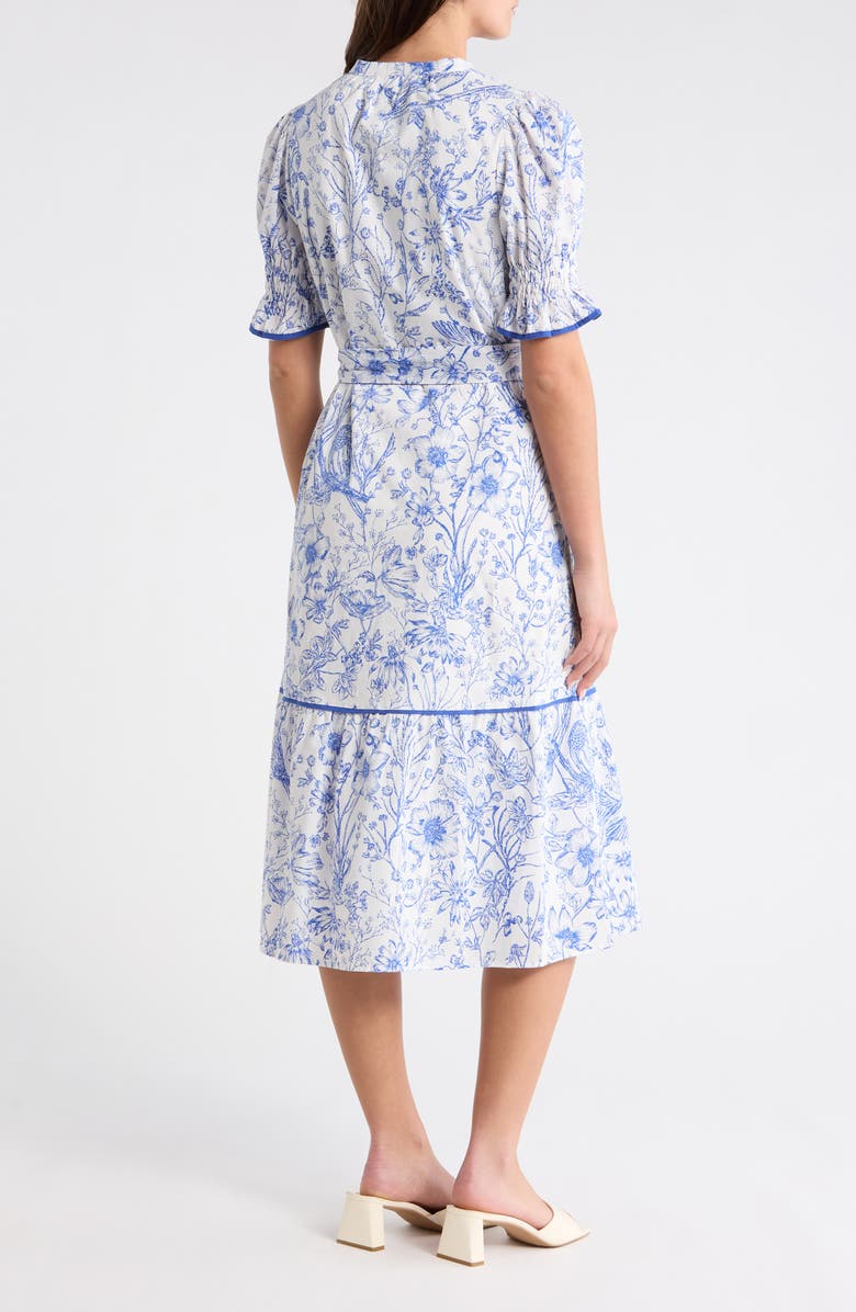 SUGARLIPS Eve Floral Nori Midi Dress, Alternate, color, White/ Blue