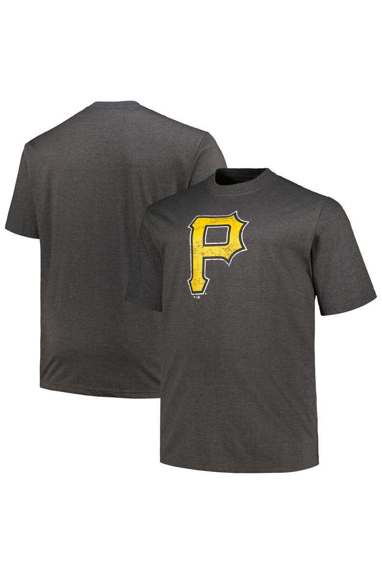 Men's Profile Heather Black Pittsburgh Pirates Big & Tall Weathered Logo T-Shirt, Main, color, Heather Black