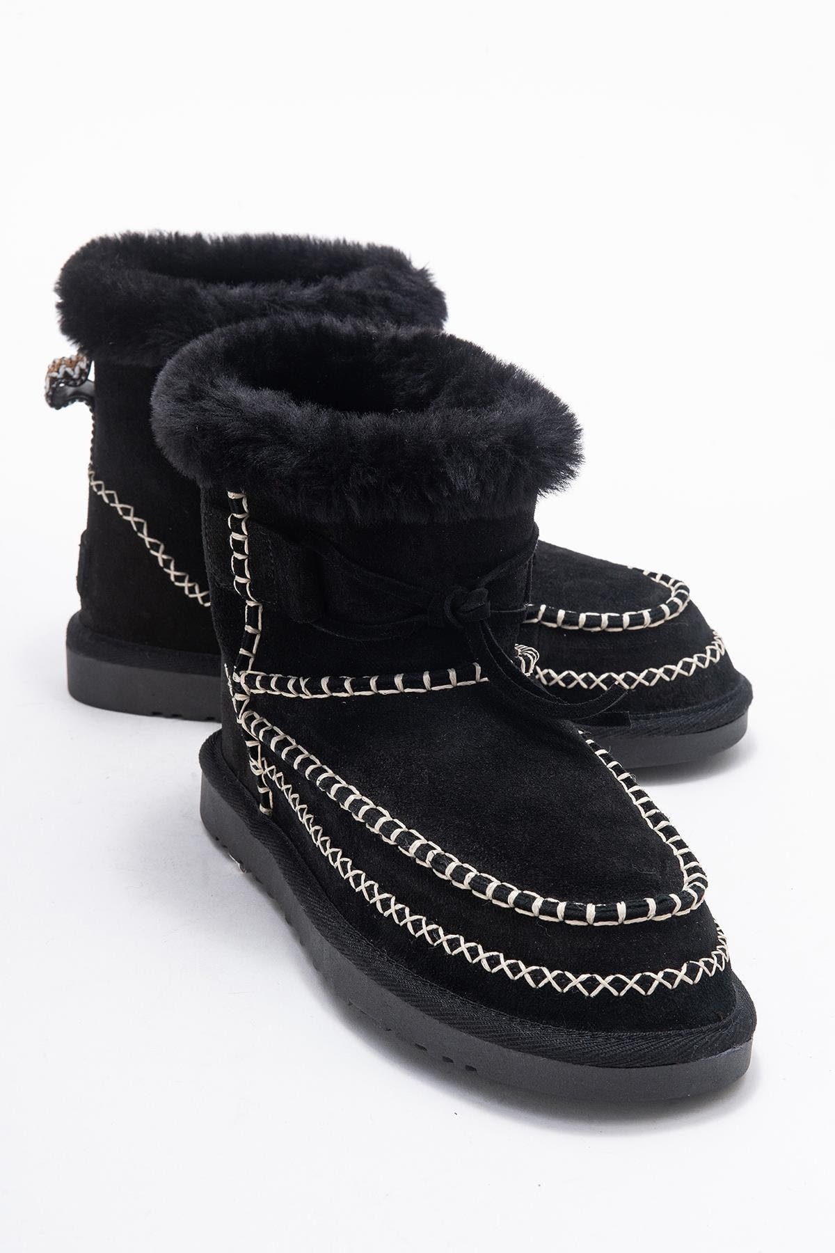 Forever & Always Shoes Jorel Leather Fur Lined Ankle Boot, Alternate, color, Black Suede Leather