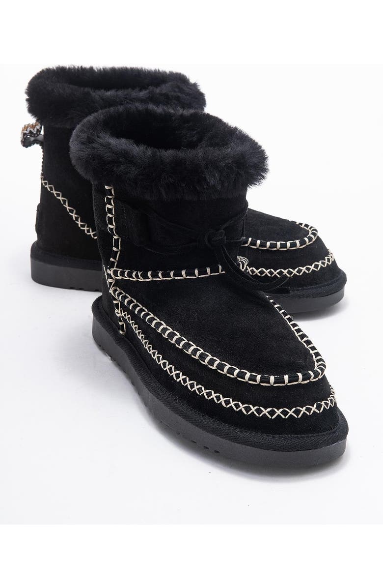 Forever & Always Shoes Jorel Leather Fur Lined Ankle Boot, Alternate, color, Black Suede Leather