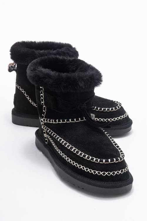 Forever & Always Shoes Jorel Leather Fur Lined Ankle Boot In Black