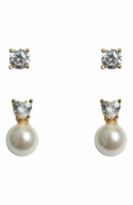 ARGENTO VIVO Set of Two Cubic Zirconia & Faux Pearl Earrings