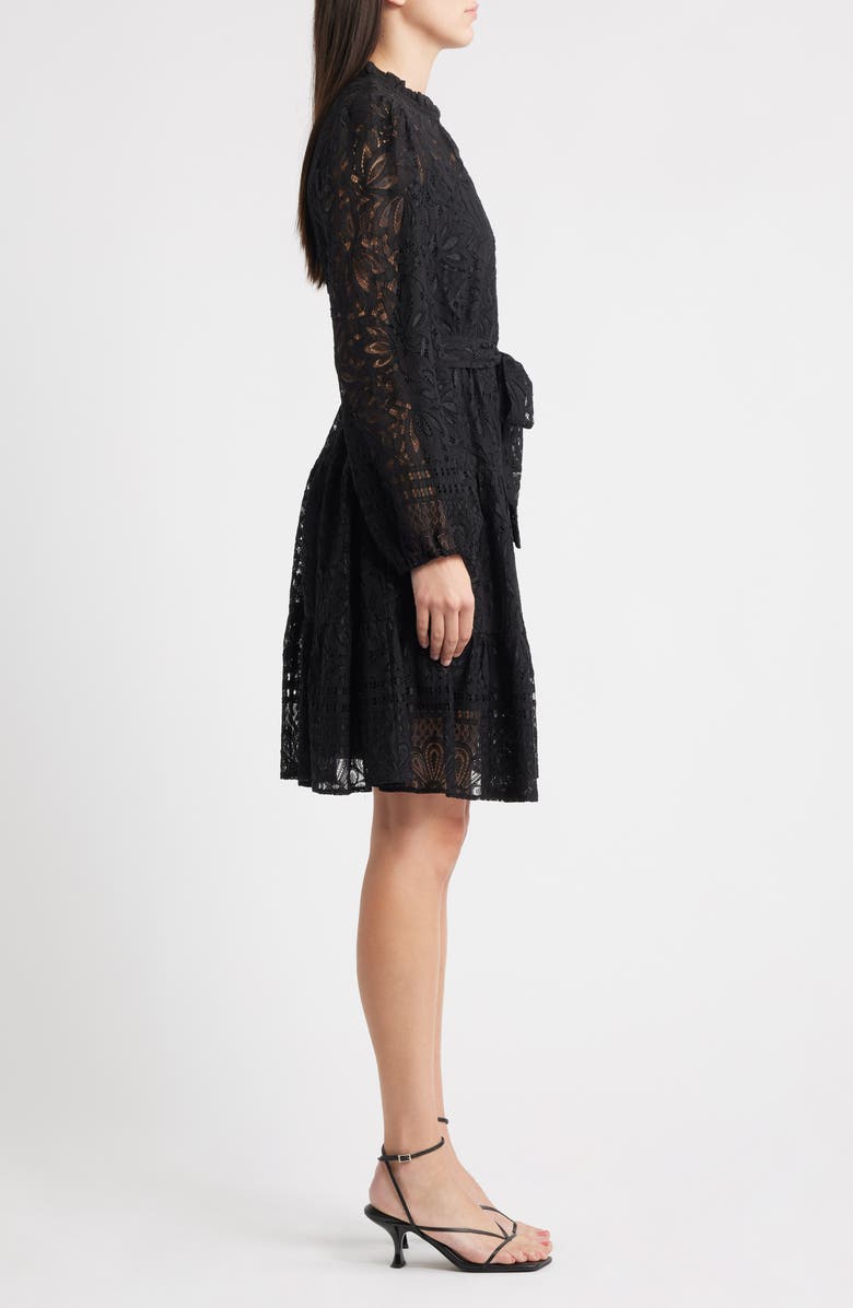 Julia Jordan Long Sleeve Tiered Lace Dress, Alternate, color, Black
