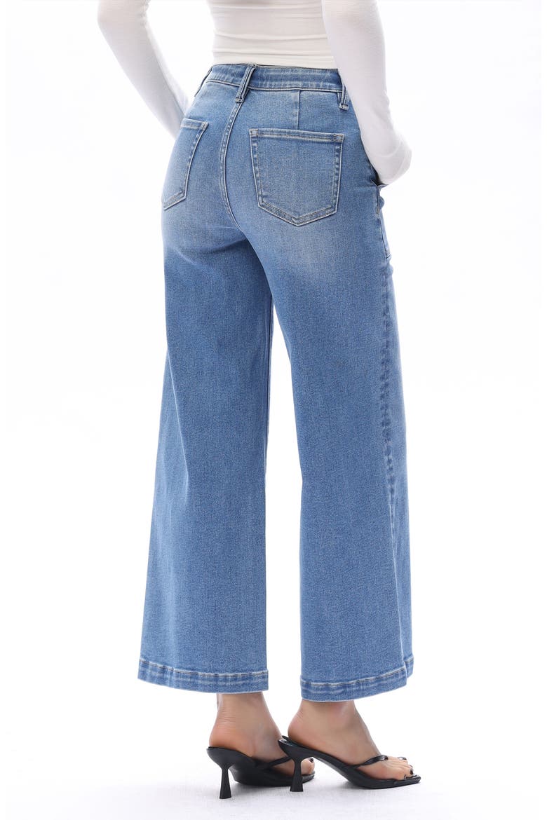 Drawstring High Waist Ankle Wide Leg Jeans, Alternate, color, MEDIUM BLUE