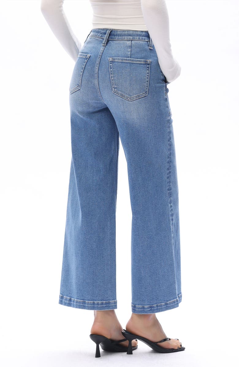 Bayeas Drawstring High Waist Ankle Wide Leg Jeans, Alternate, color, Medium Blue