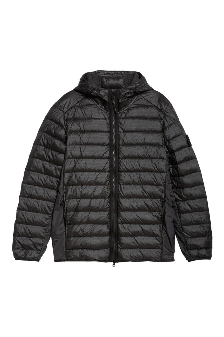 Hooded Down Puffer Jacket, Alternate, color, BLACK