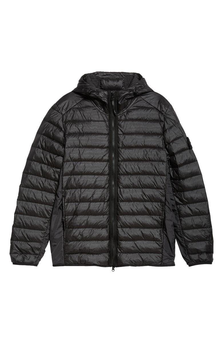 Stone Island Hooded Down Puffer Jacket, Alternate, color, Black