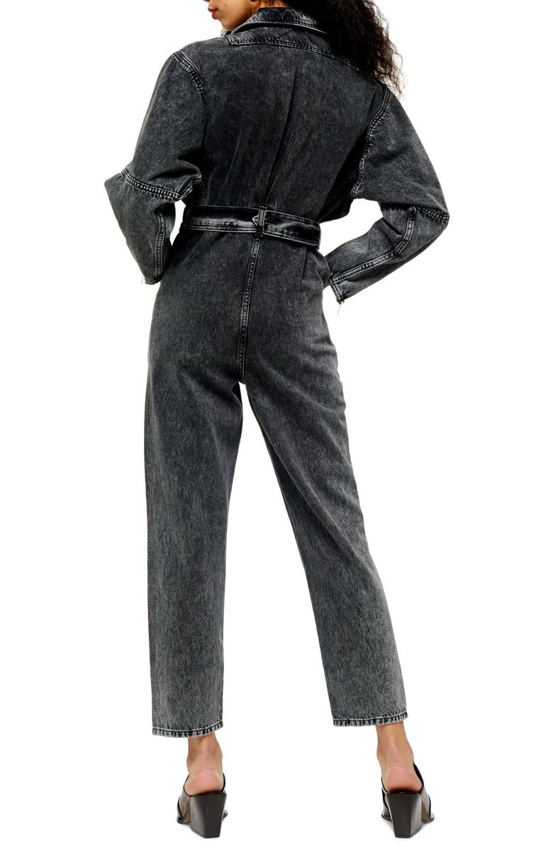 Topshop Tibet Acid Boil Denim Jumpsuit, Alternate, color,