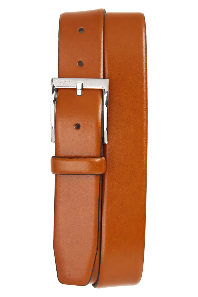 Elloy Leather Belt, Main, color, MEDIUM BROWN