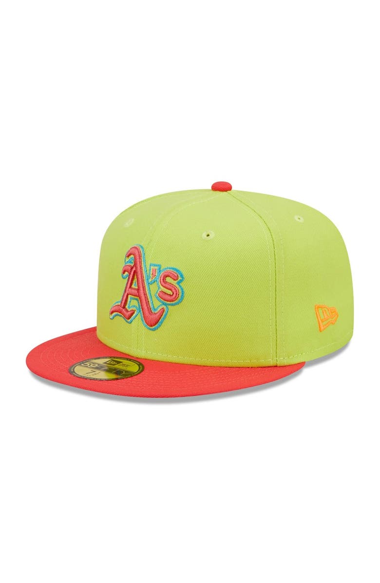 New Era Men's New Era Green/Red Oakland Athletics 50th Anniversary Cyber Highlighter 59FIFTY Fitted Hat, Alternate, color, 