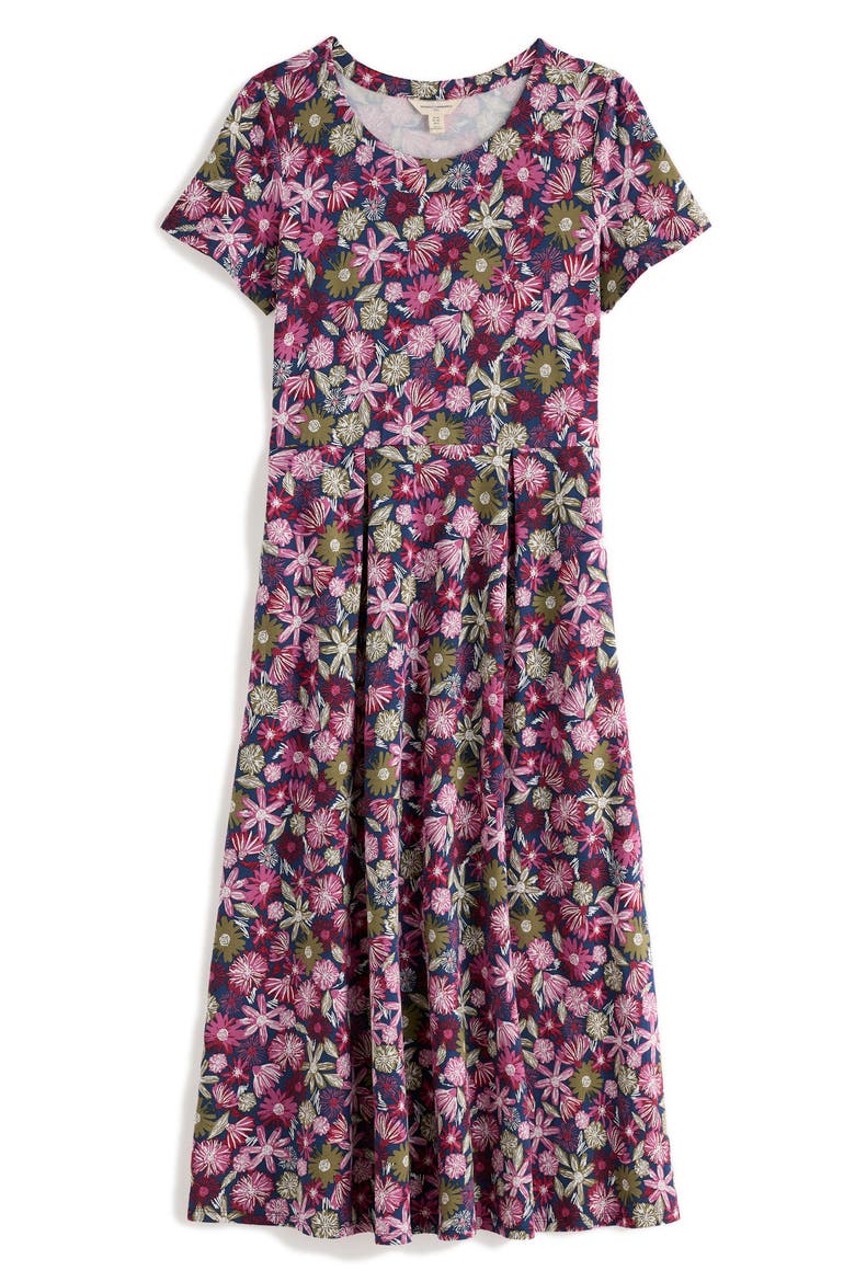 Veronica Floral Stretch Organic Cotton Midi Dress, Alternate, color, SKETCHBOOK BLOOMS ROSA