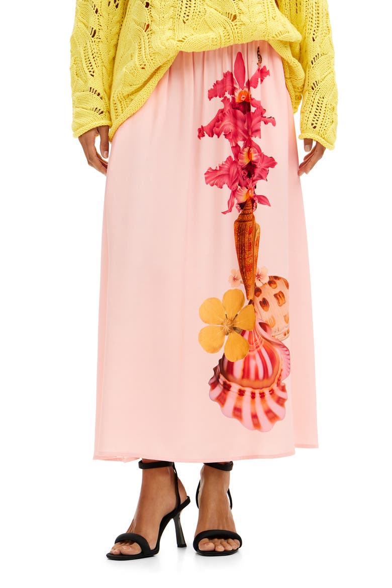 Fal Shell Lacroix Floral Print A-Line Skirt, Main, color, PINK