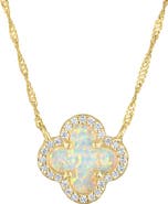 FZN Kids' Opal Clover Pendant Necklace