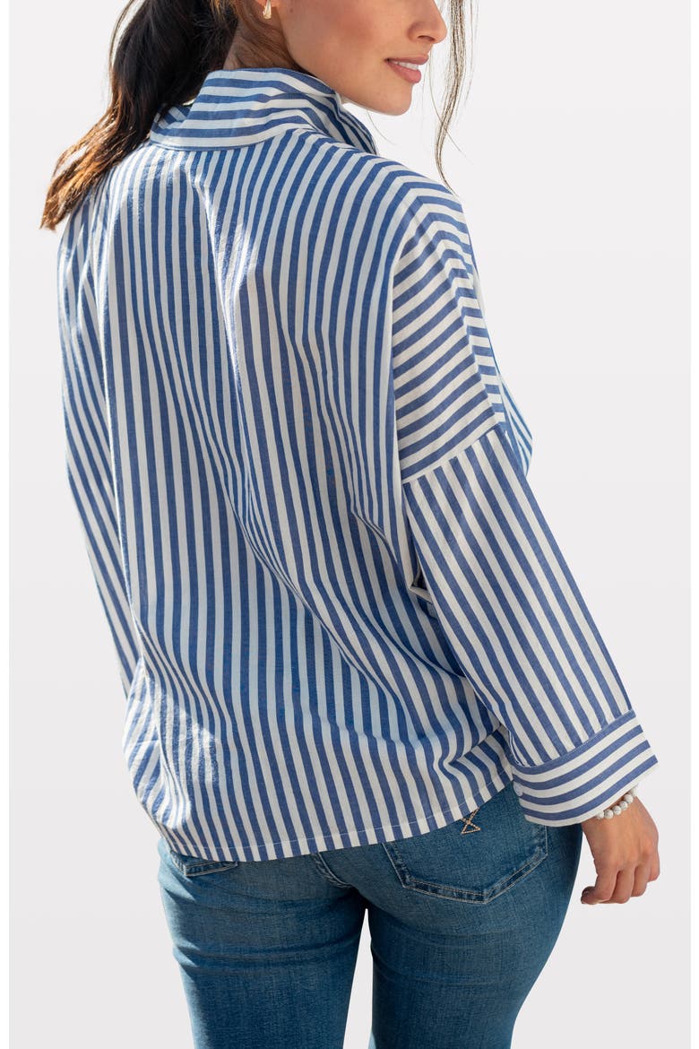Emerson Pop Up Collar Top, Alternate, color, Marina Blue Stripe