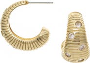 RIVKA FRIEDMAN Textured Cubic Zirconia Hoop Earrings