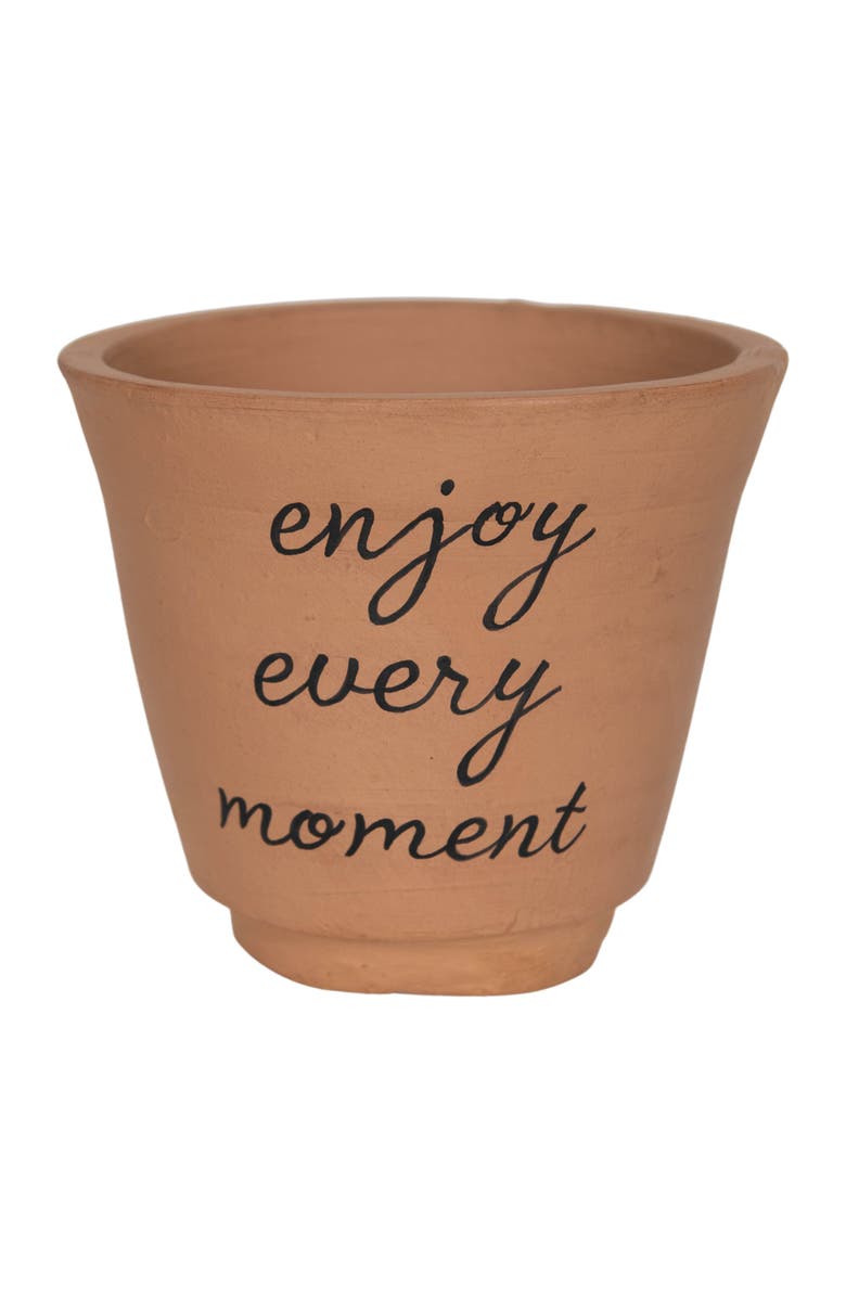 Foreside Home and Garden "Enjoy Every Moment" Multi Terracotta Planter, Main, color, Brown