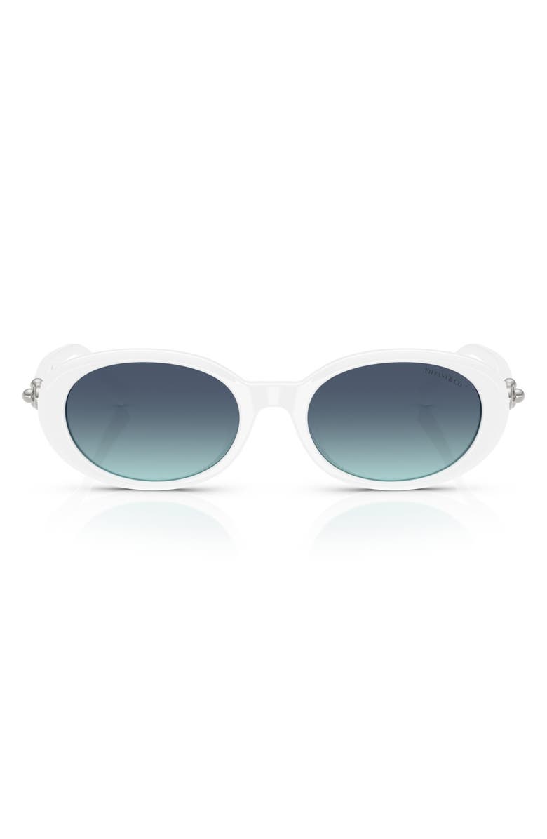 Tiffany 
Co. 54mm Oval Sunglasses, Main, color, Bright White / Azure Blue