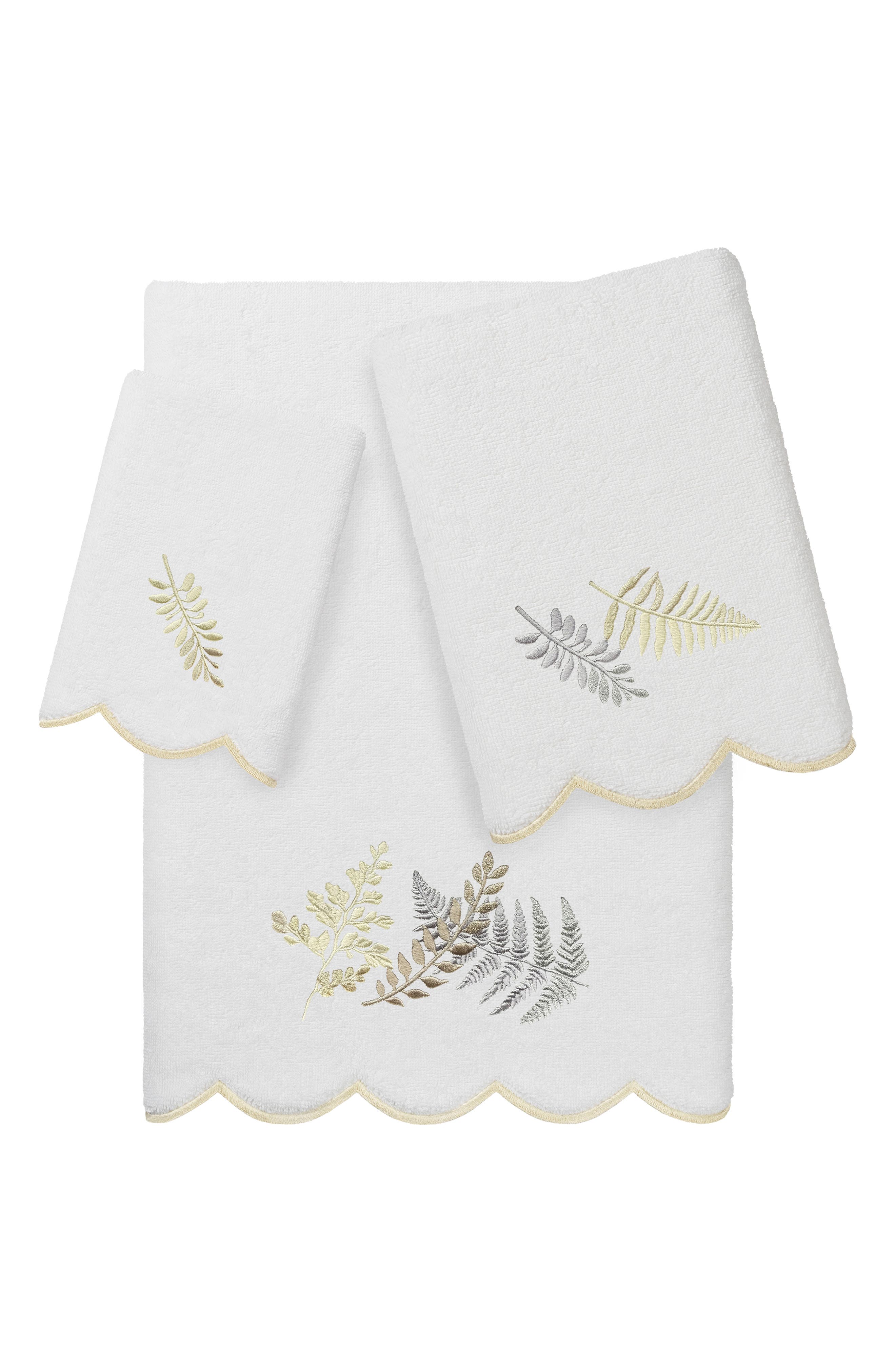 Fern Toss Scallop 3-Piece Towel Set