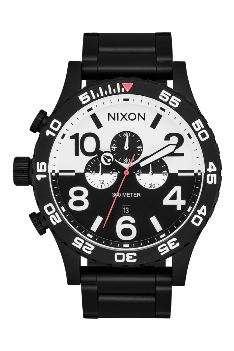 51-30 Chronograph Bracelet Watch, 51mm, Main, color, BLACK / WHITE / BLACK