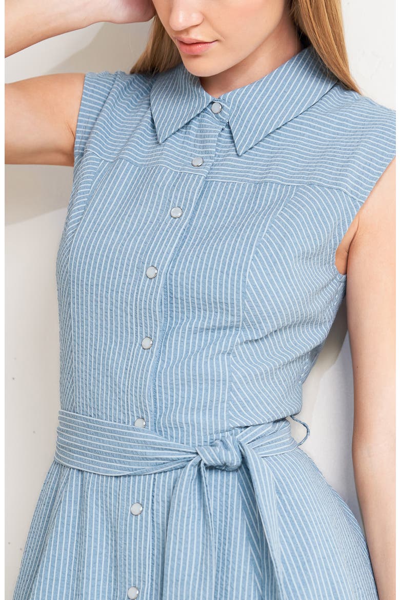 Pinstripe Midi Dress, Alternate, color, BLUE