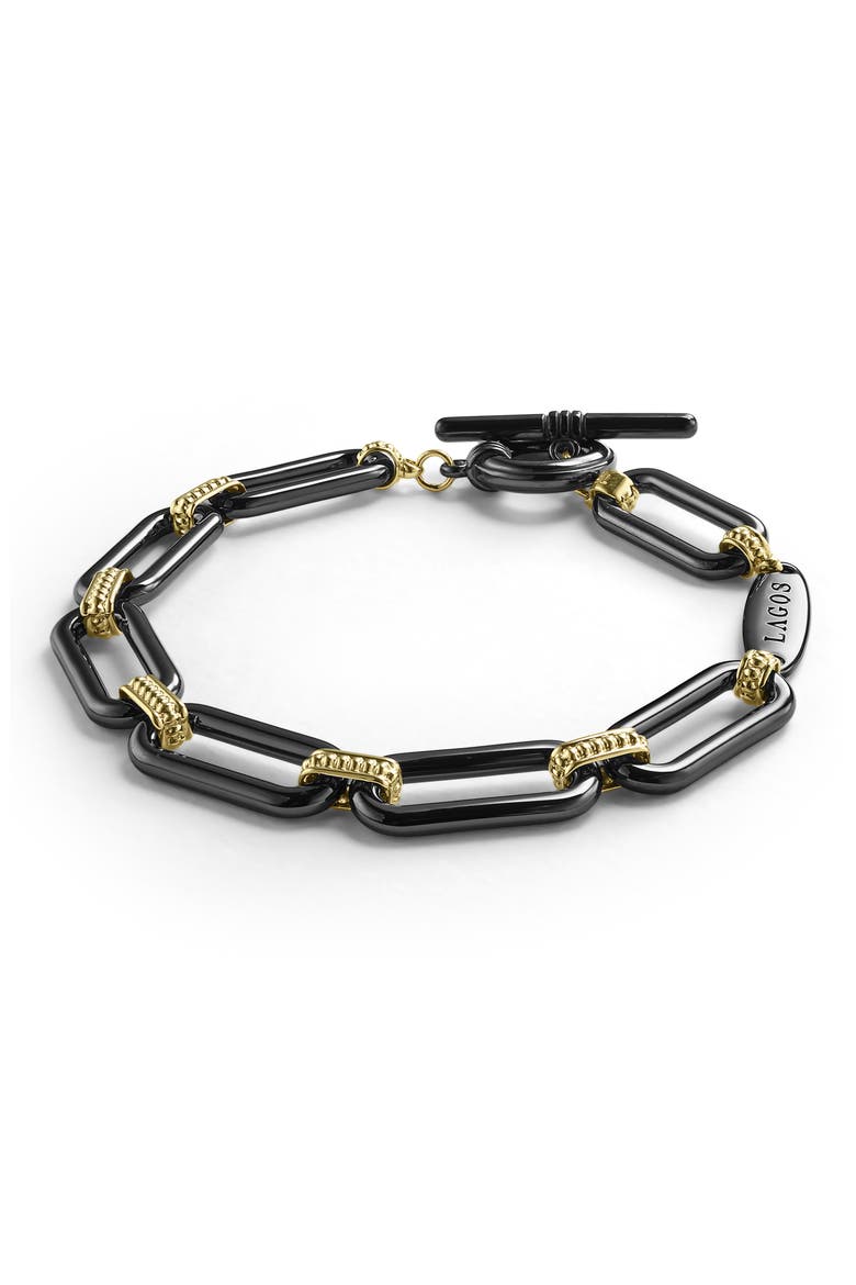 Meridian 18K Gold & Black Ceramic Toggle Bracelet, Alternate, color, BLACK/GOLD