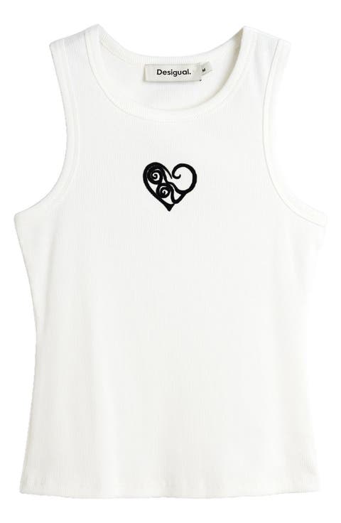 Heart Detail Ribbed Tank