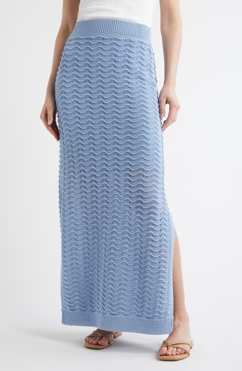 Wave Pointelle Knit Skirt