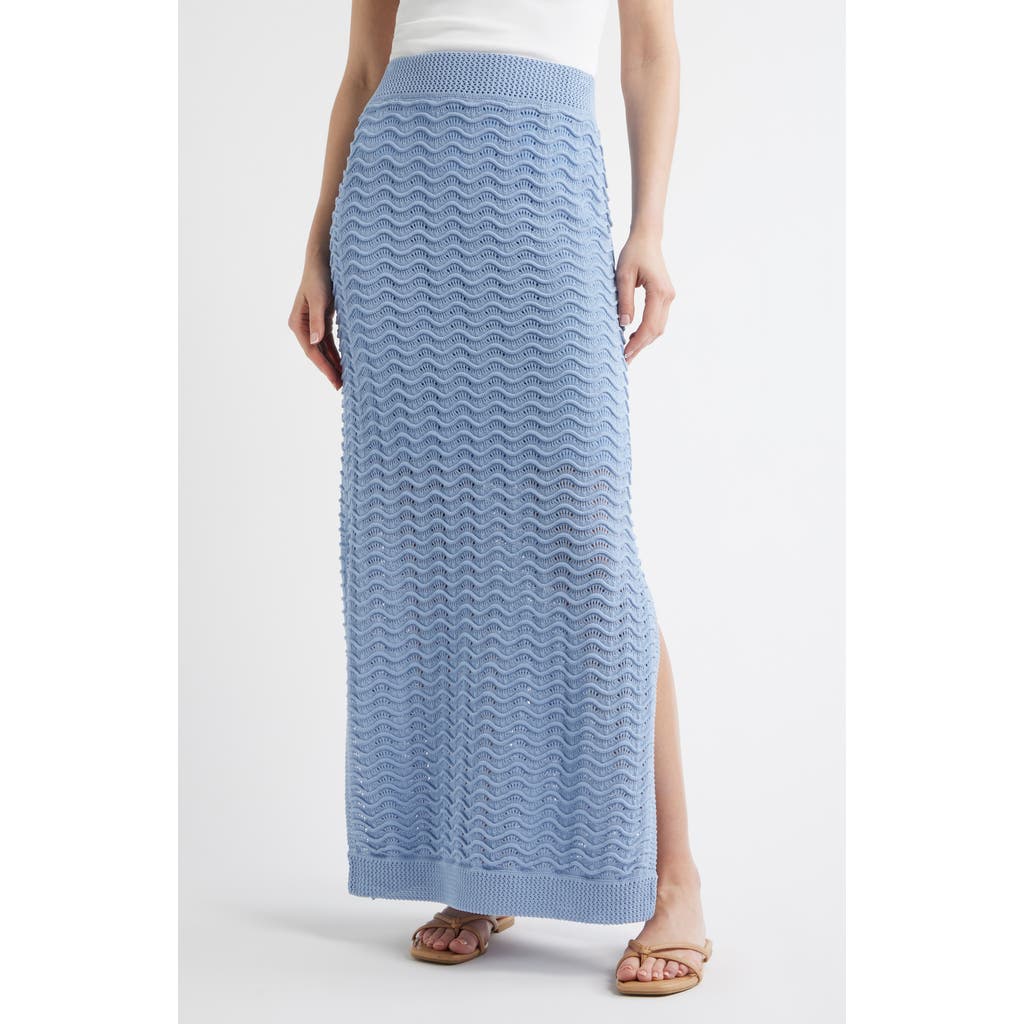Bernardo Wave Pointelle Knit Skirt in Blue Heron at Nordstrom Rack, Size X-Large
