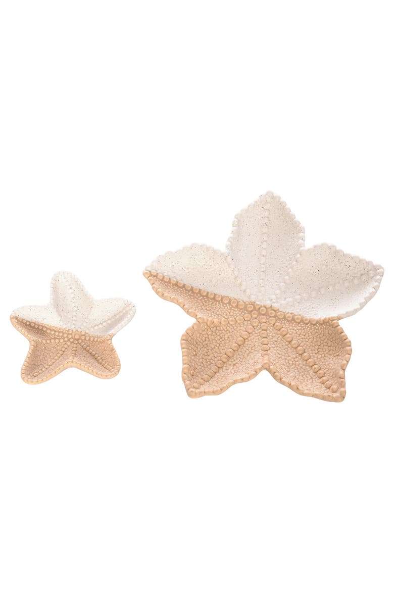 Almond And Bisque Sea Star Plate Set Of 2, Main, color, White
