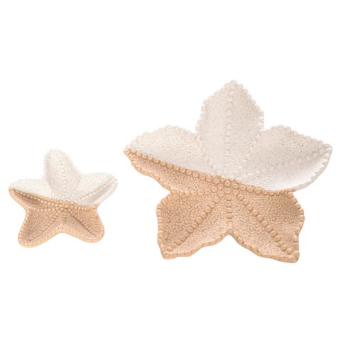 Almond And Bisque Sea Star Plate Set Of 2