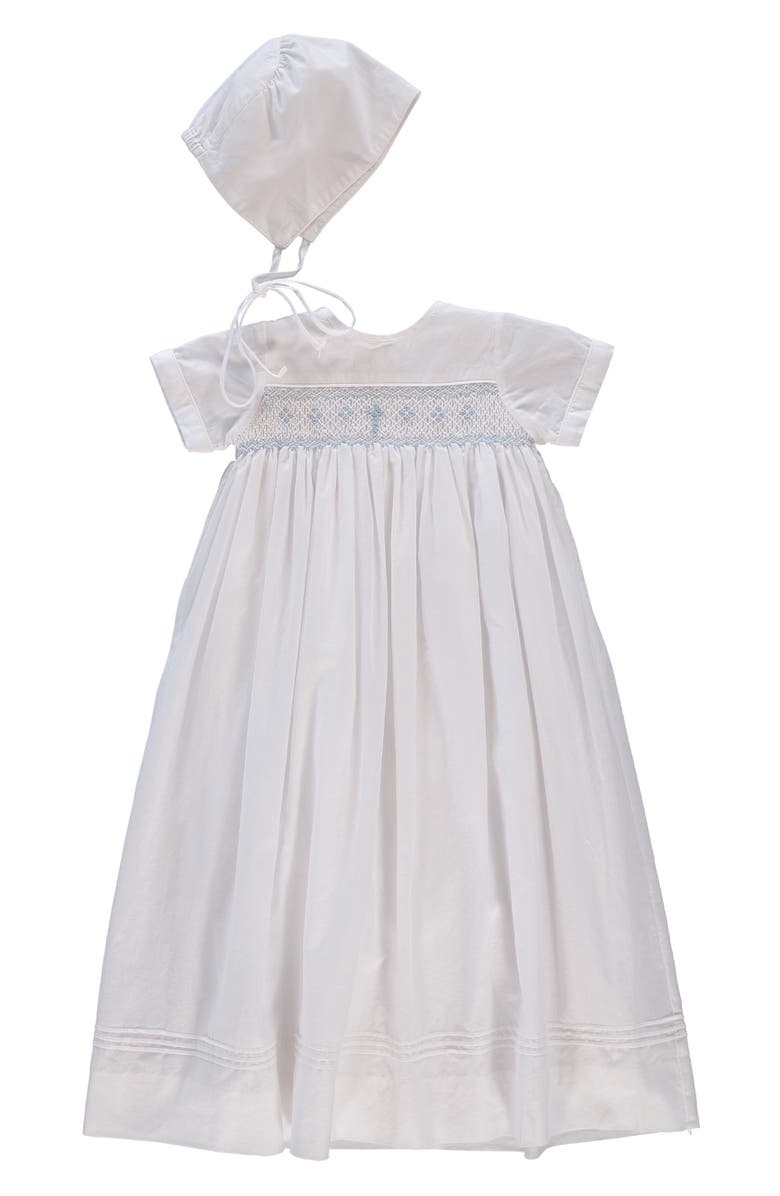 Carriage Boutique Smocked Christening Gown & Bonnet Set, Alternate, color, White