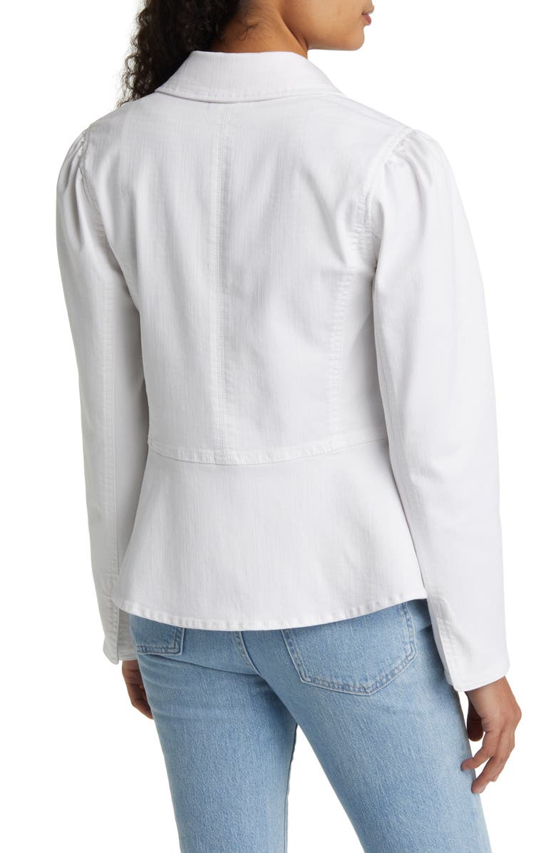 Wit & Wisdom Peplum Denim Jacket, Alternate, color, Optic White