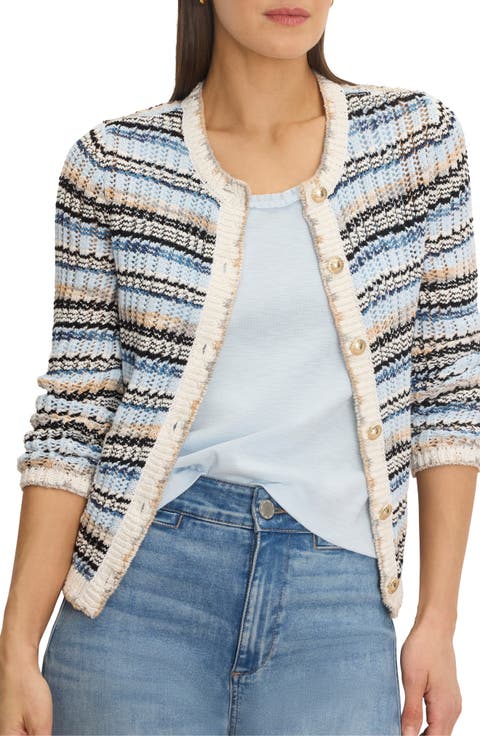 Coastlines Tuck Stitch Button Front Cardigan