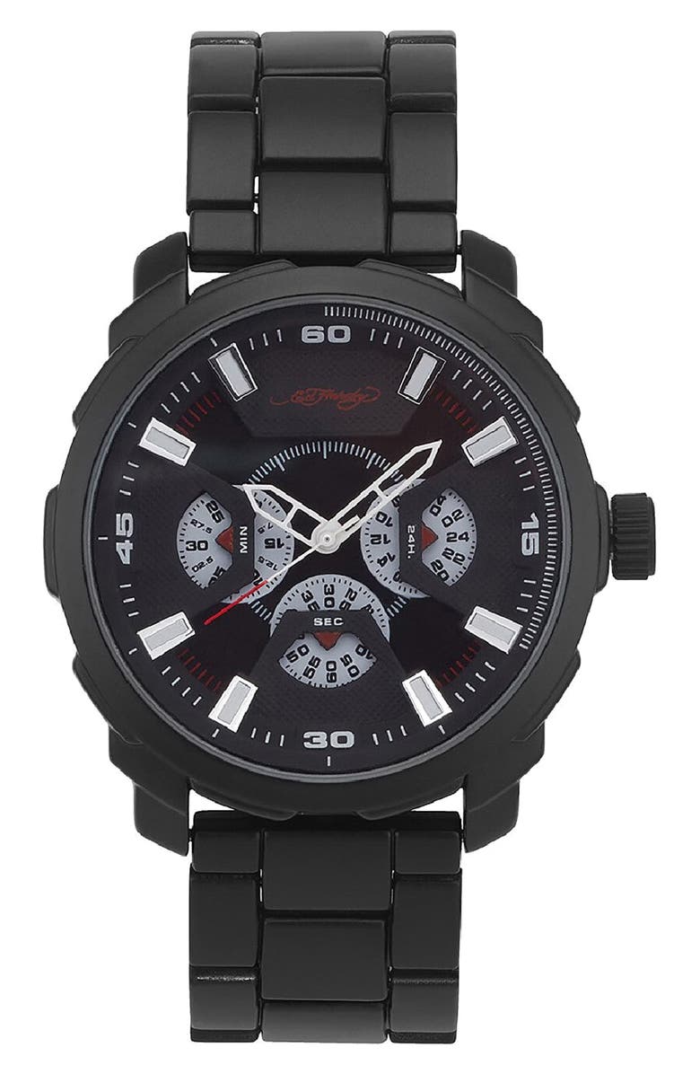 Ed Hardy Quartz Chronograph Bracelet Watch, 38mm, Main, color, Black