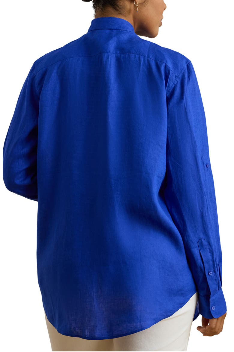 Linen Button-Up Shirt, Alternate, color, CRUISE ROYAL