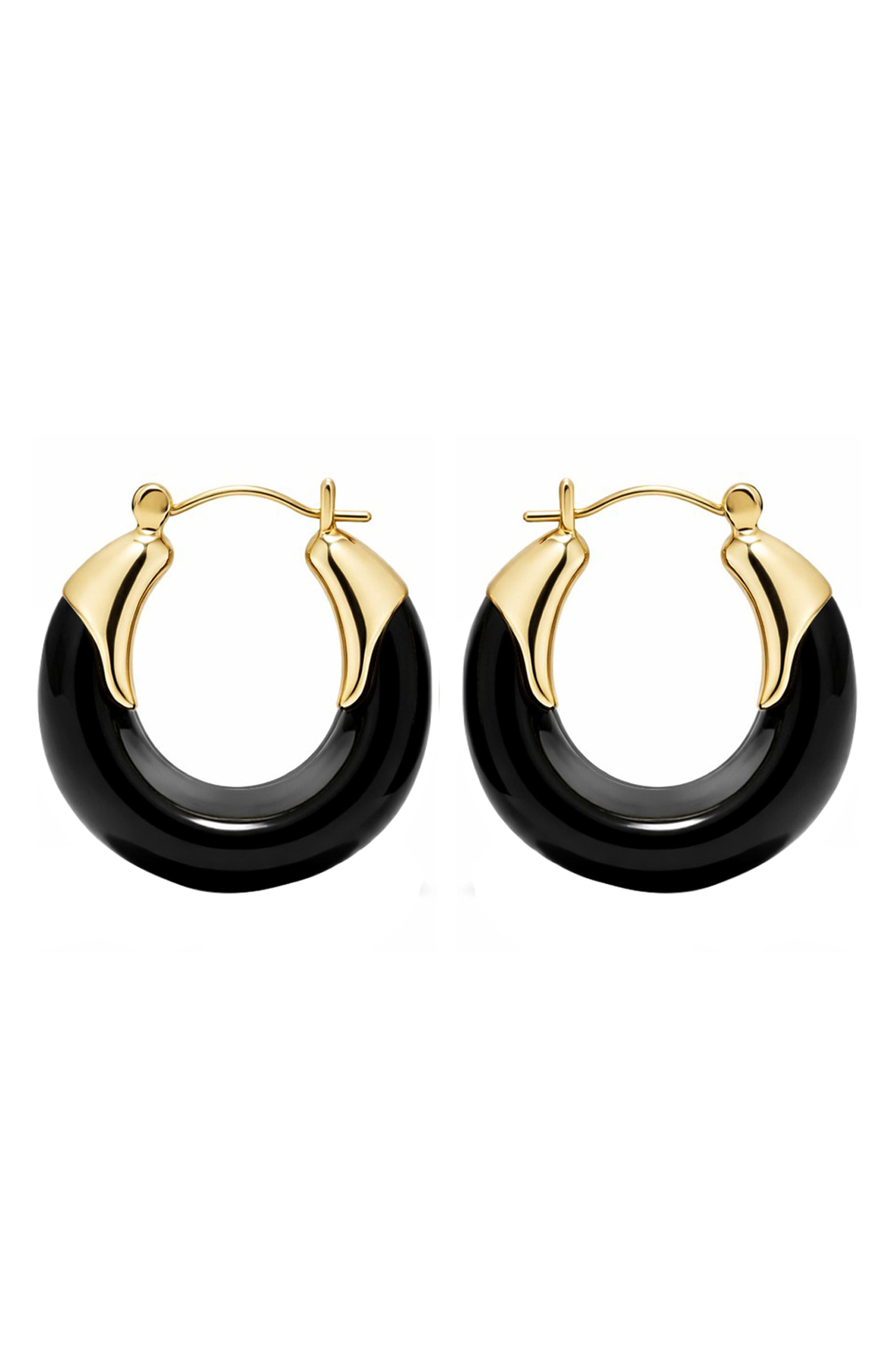 Black Lucite Hoop Earrings
