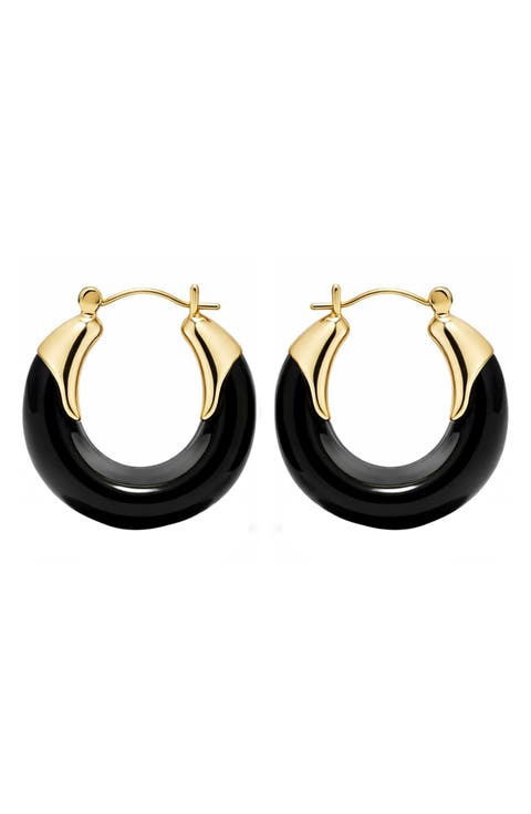 Black Lucite Hoop Earrings