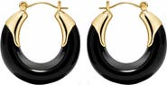 GABI RIELLE Black Lucite Hoop Earrings