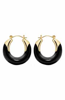 Black Lucite Hoop Earrings